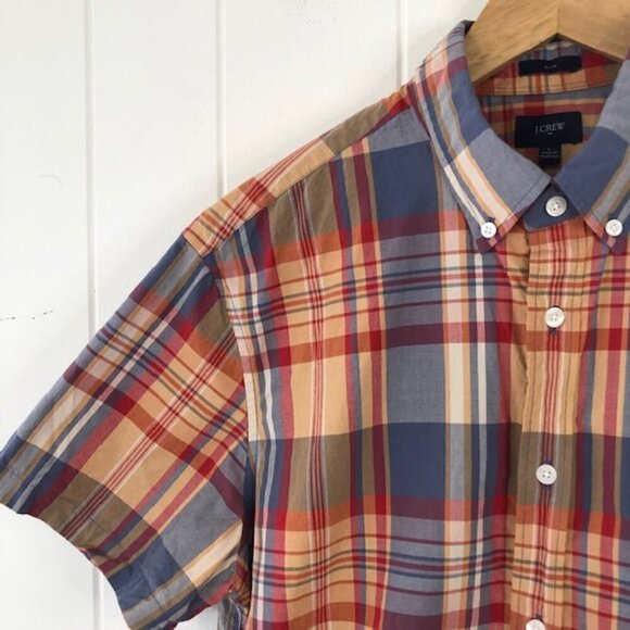 J. Crew Mens Shirt Plaid Short Sleeve Button Down Large - Picture 5 of 8